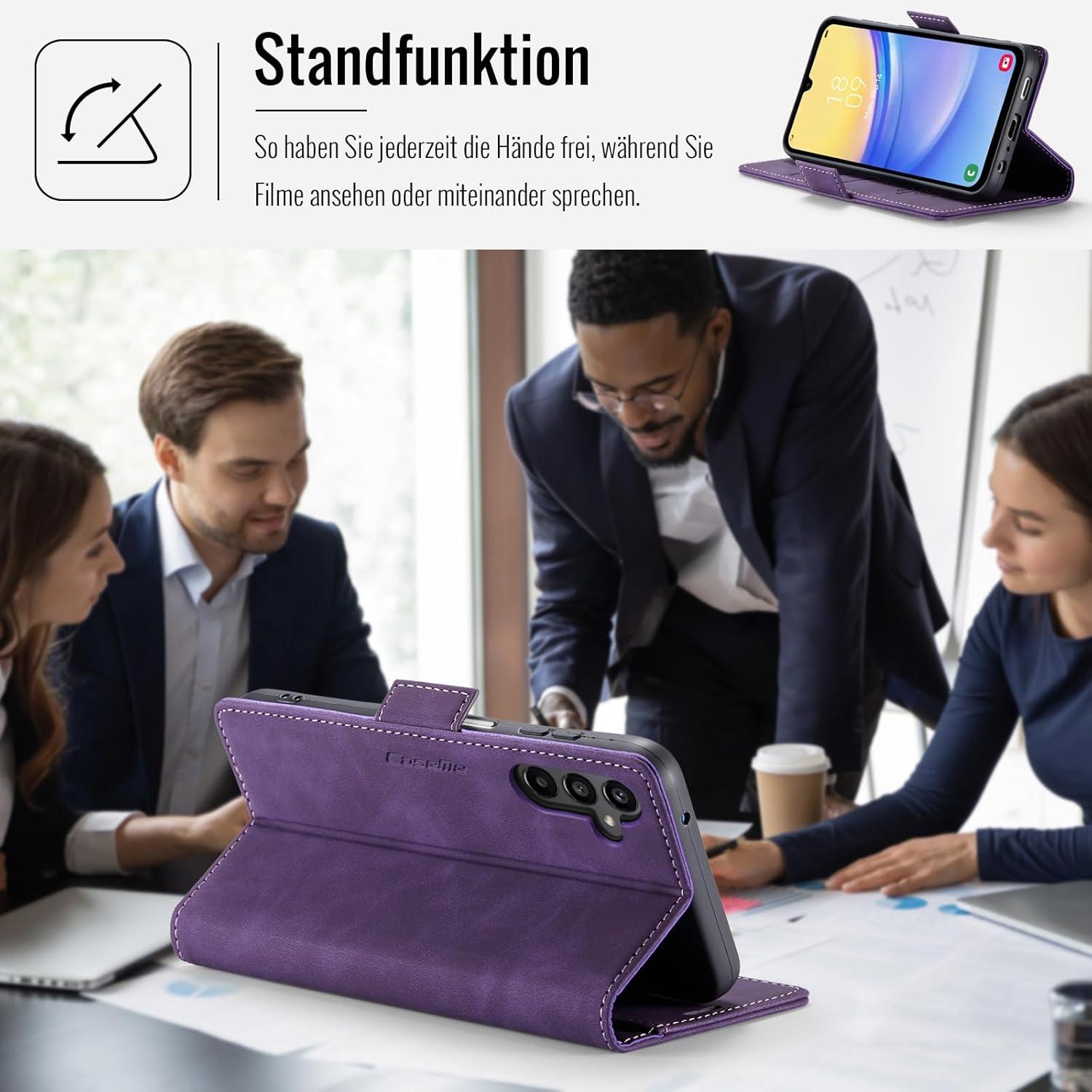 Samsung Galaxy A15 Hülle Klapphülle RFID PU Leder Schwarz