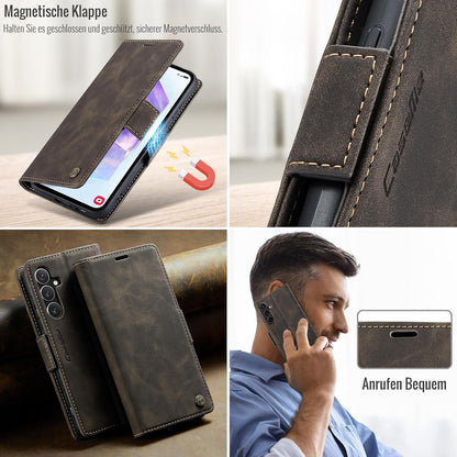 Samsung Galaxy A55 5G Handyhülle RFID Schutz Kaffee Magnetverschluss Standfunktion