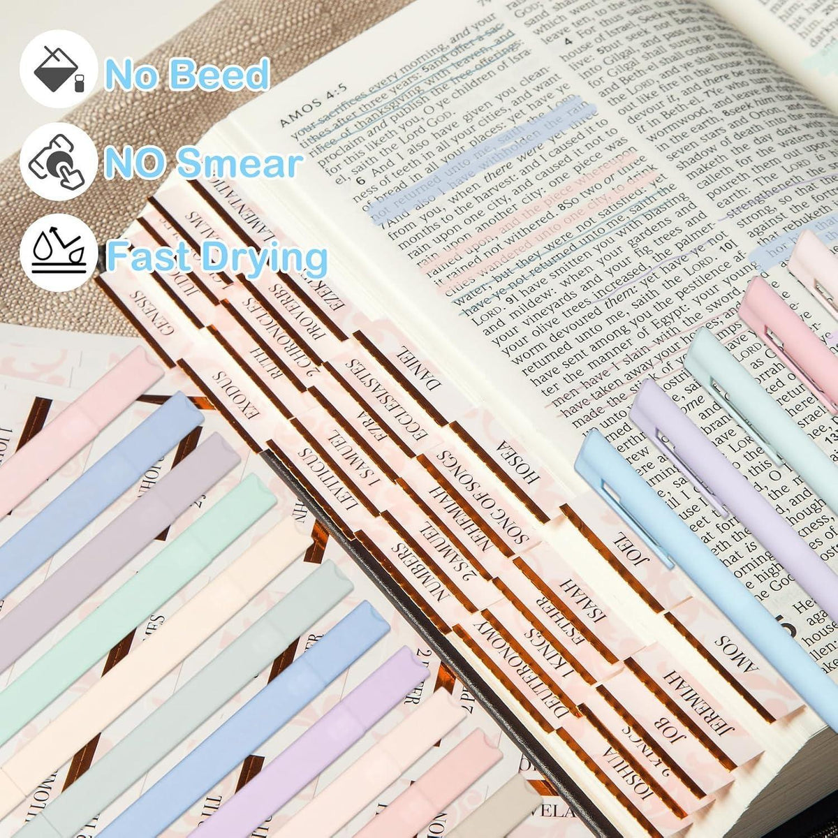 Bibel-Set: Textmarker, Stifte & Tabs für Bibelstudium