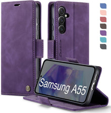 Samsung Galaxy A55 5G Handyhülle PU Leder RFID Schutz Lila