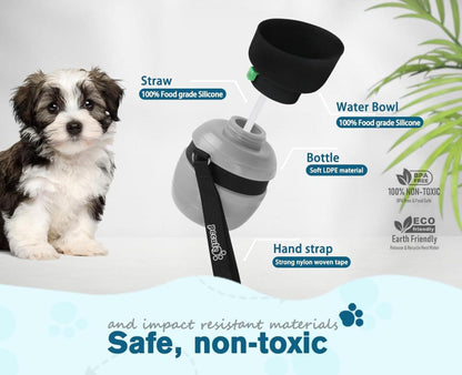 pecute Trinkflasche Hunde Silikon Grau 350 ml - Faltbare Wasserschale