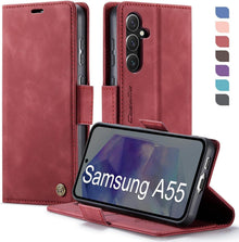 Handyhülle Samsung Galaxy A55 5G Rot PU Leder RFID Case