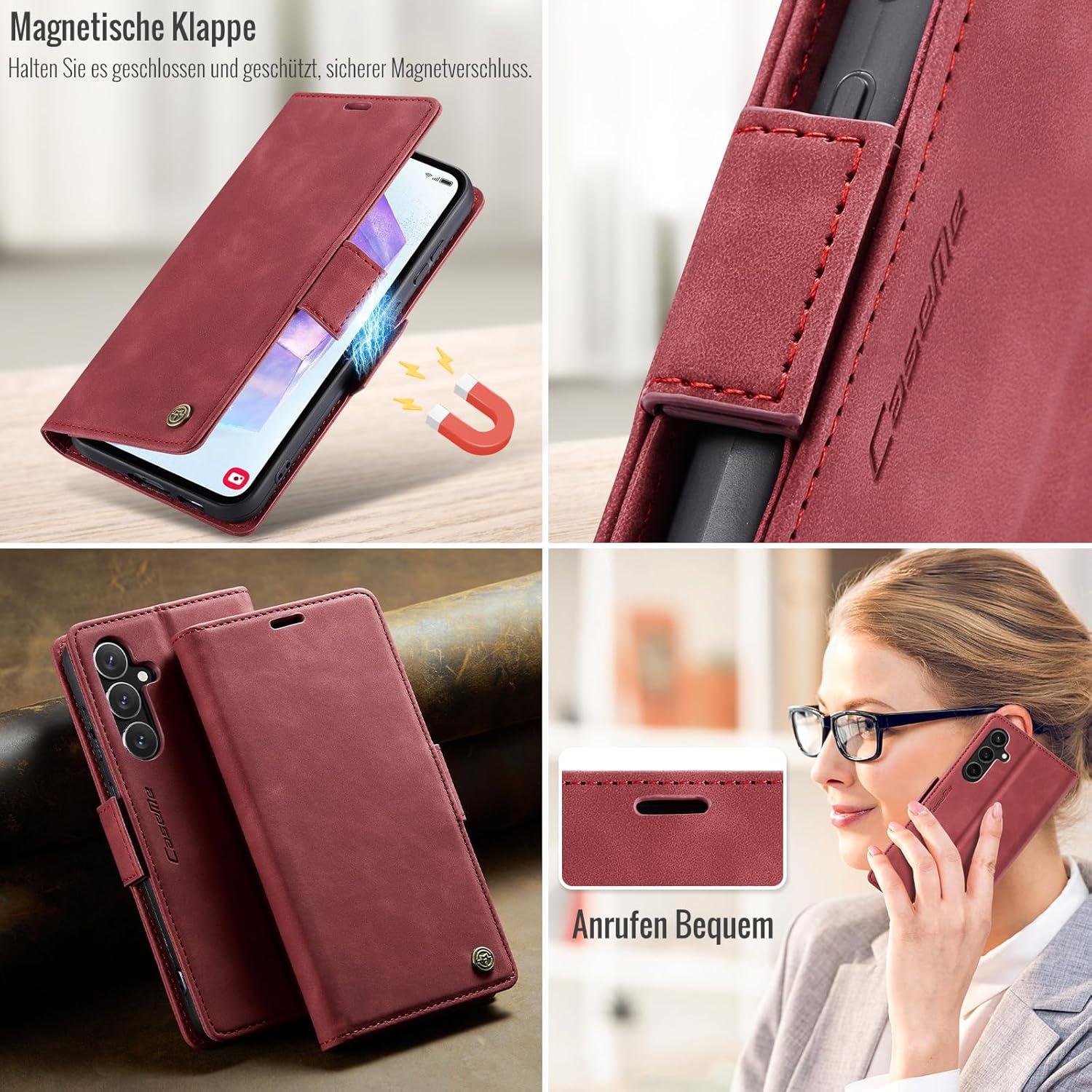 XYGLOW Samsung Galaxy A55 5G Handyhülle Klapphülle RFID Schutz Rot