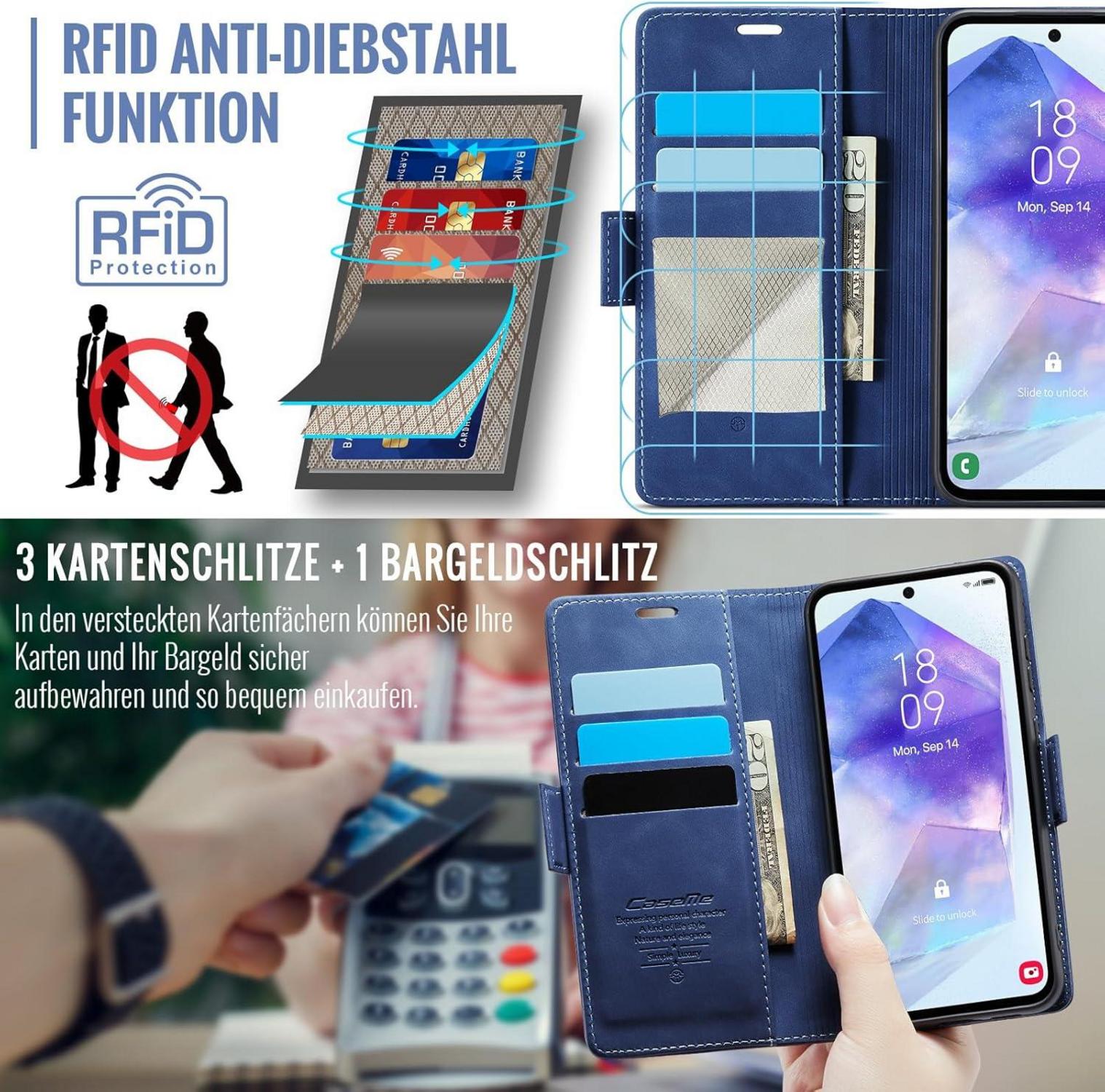 Samsung Galaxy A55 5G Hülle Klappbar PU Lederhülle mit RFID