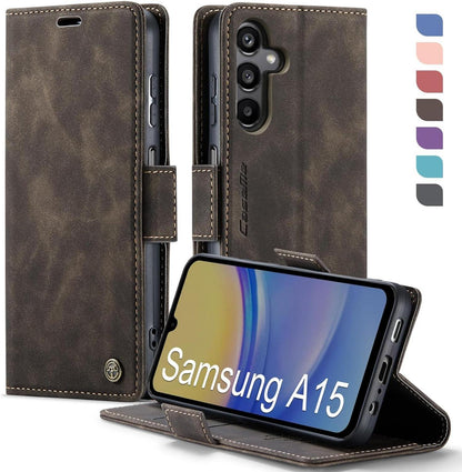 Samsung Galaxy A15 Klapphülle PU Leder RFID Schutz Standfunktion