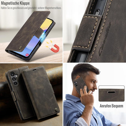 Samsung Galaxy A15 RFID Schutzhülle Kaffee 3 Kartenfächer Wildleder Walnuss