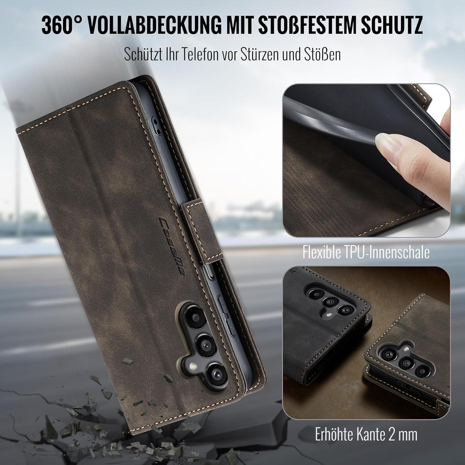 Samsung Galaxy A15 Handyhülle Klappbar Premium PU Leder Wallet Case RFID Schutz