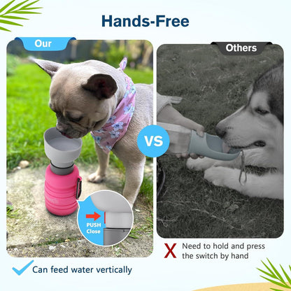 Pecute Hundewasserflasche Faltbar Trinkflasche Hunde 850ml Rosa