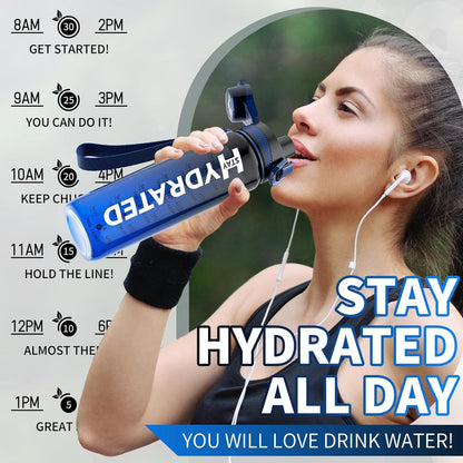 Trinkflasche 1L Mevoly BPA-Frei Auslaufsicher Tritan Sport Zeitmarkierung