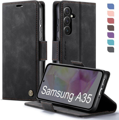 Samsung Galaxy A35 5G Hülle Klappbar PU Leder RFID Schutz Schwarz