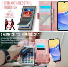 Samsung Galaxy A15 Hülle Flip Case RFID Schutz Rosa