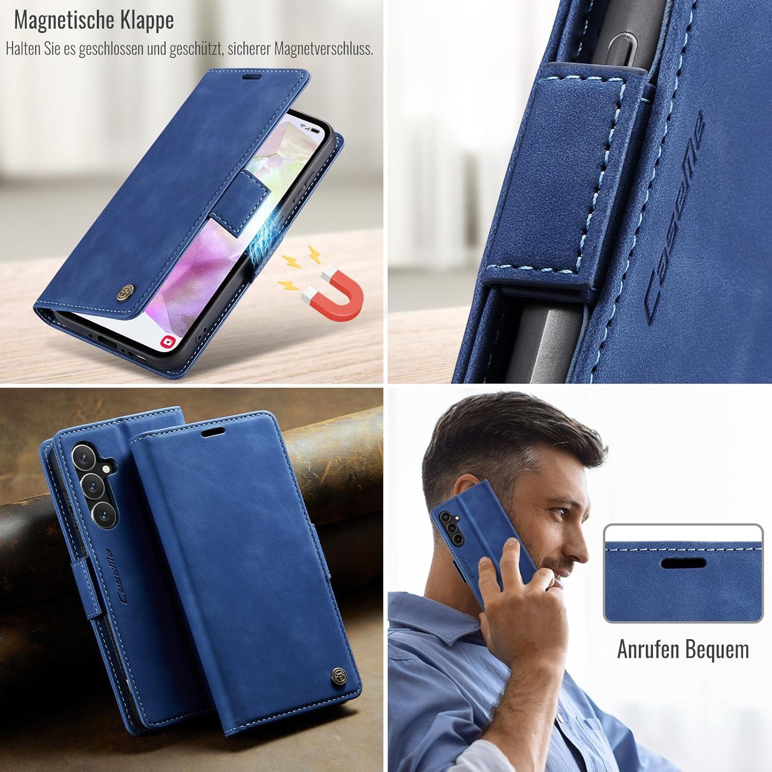 Handyhülle für Samsung Galaxy A35 5G Klapphülle mit RFID Schutz, Blau