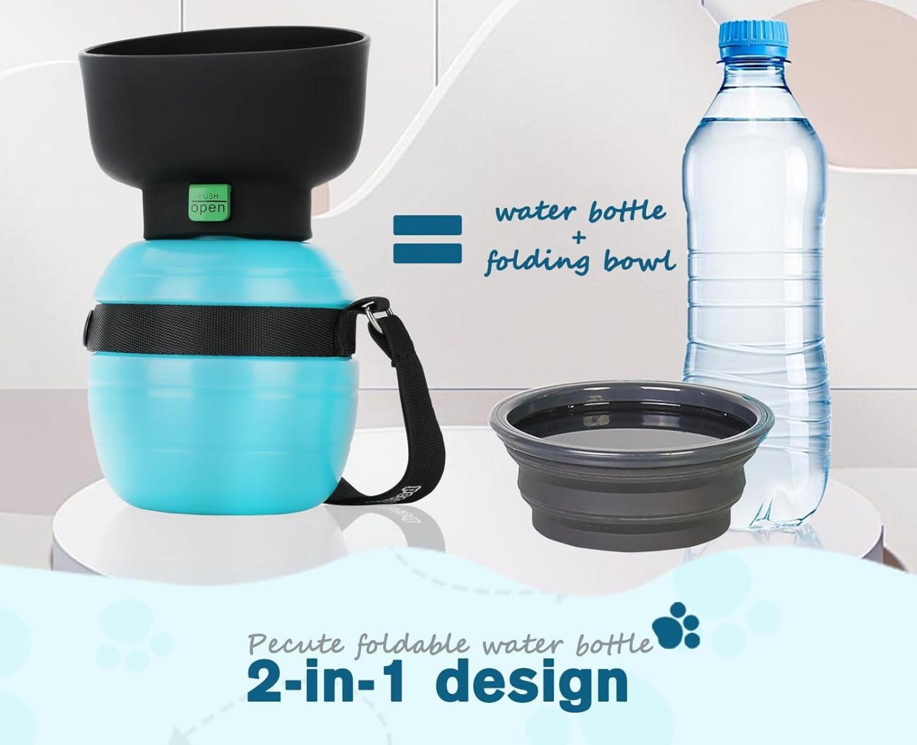 Trinkflasche Hunde Silikon Faltbar Blau 350ml