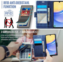 Samsung Galaxy A15 Hülle Klappbar RFID Schutz 3-Kartenfächer