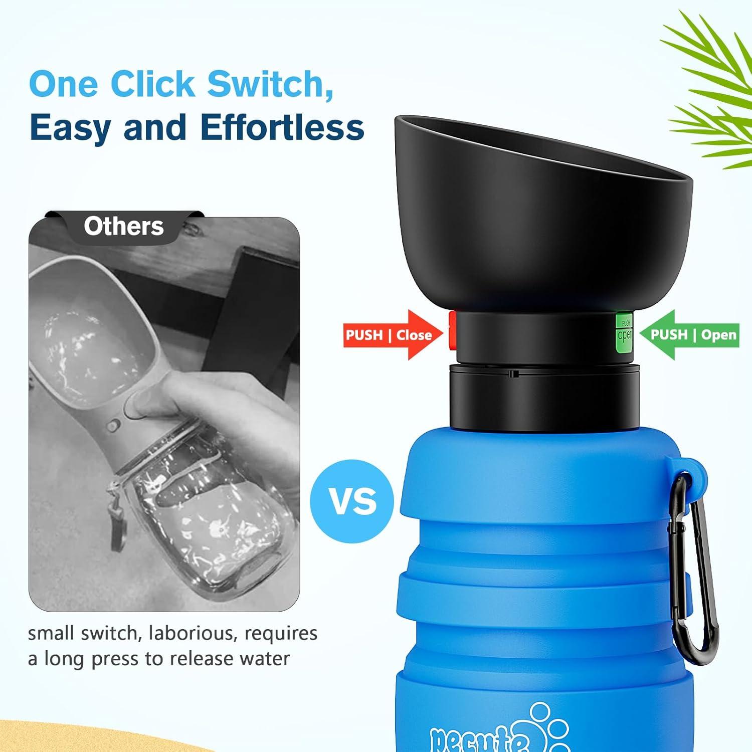 Pecute Hundewasserflasche Faltbar Trinkflasche Hydration Outdoor Blau