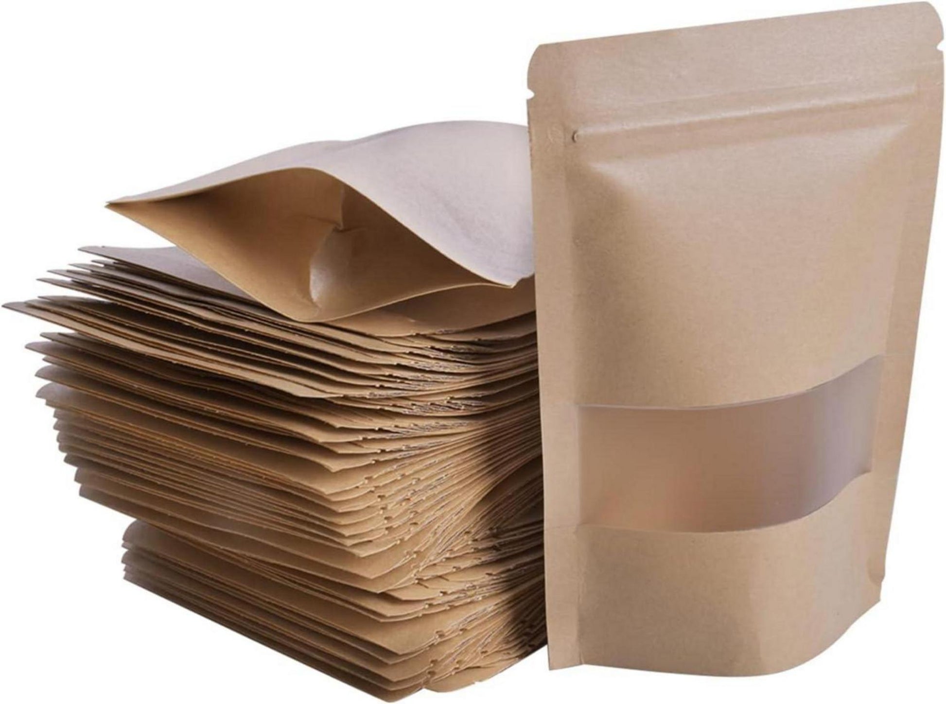 100 Kraftpapiertüten mit Sichtfenster für Lebensmittel