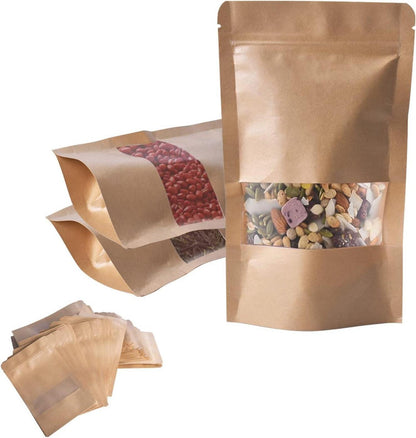 Kraftpapier Papiertüten mit Sichtfenster 100 Stück 10x15 cm