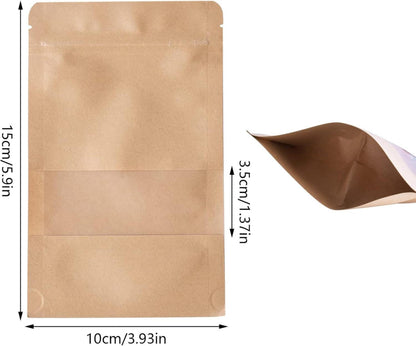 100 Kraftpapiertüten mit Sichtfenster für Lebensmittel
