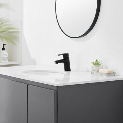 Schwarze Waschtischarmatur mit Keramikventilkern für Badezimmer- Hochwertige Armatur aus Messing- Wasserhahn spart bis zu 40% Wasser