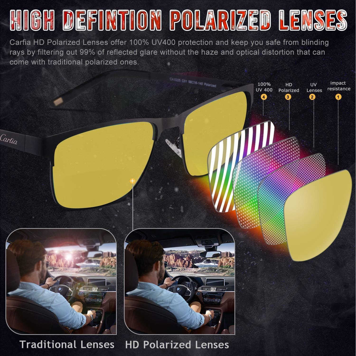 CARFIA Polarisierte Herren Sonnenbrille Metallrahmen UV 400 Sportbrille