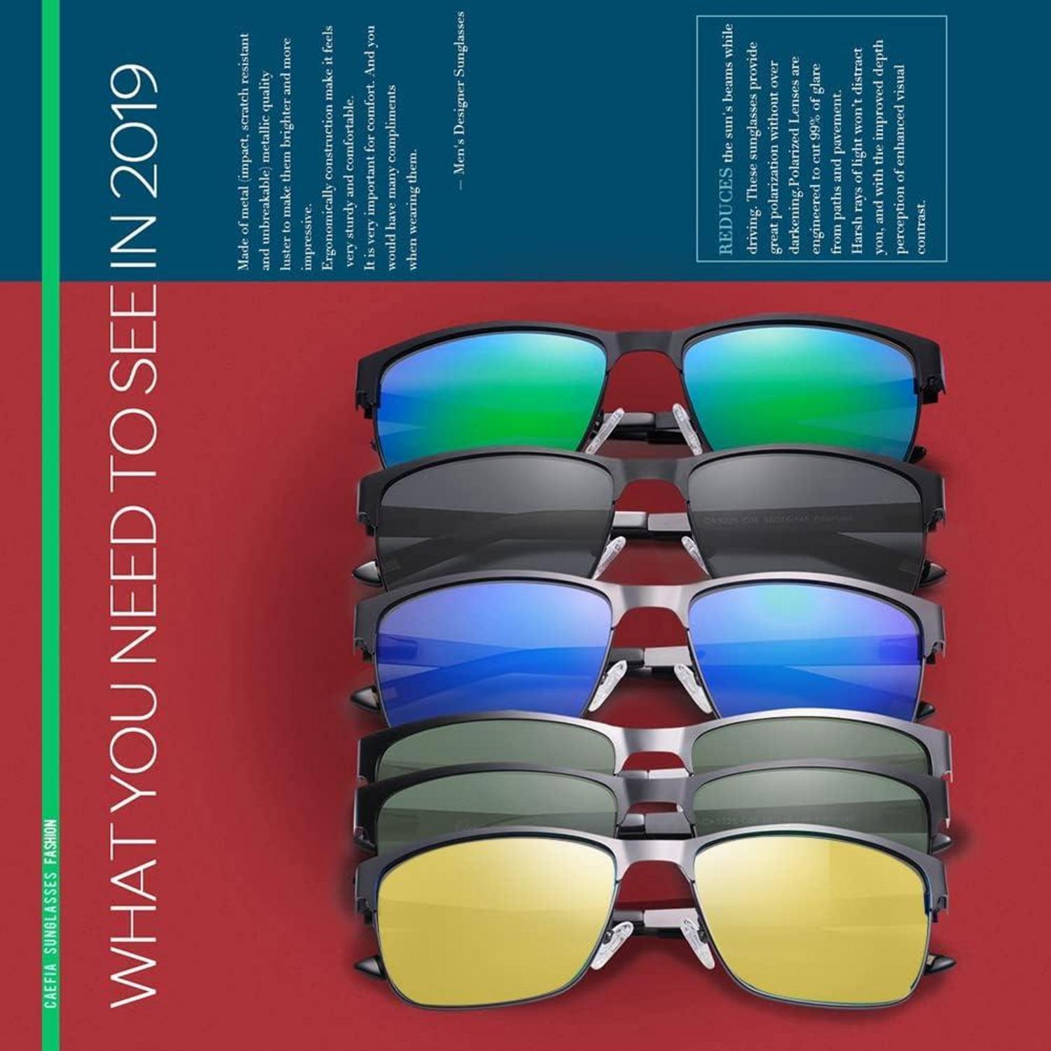 CARFIA Polarisierte Herren Sonnenbrille Metallrahmen UV 400 Sportbrille