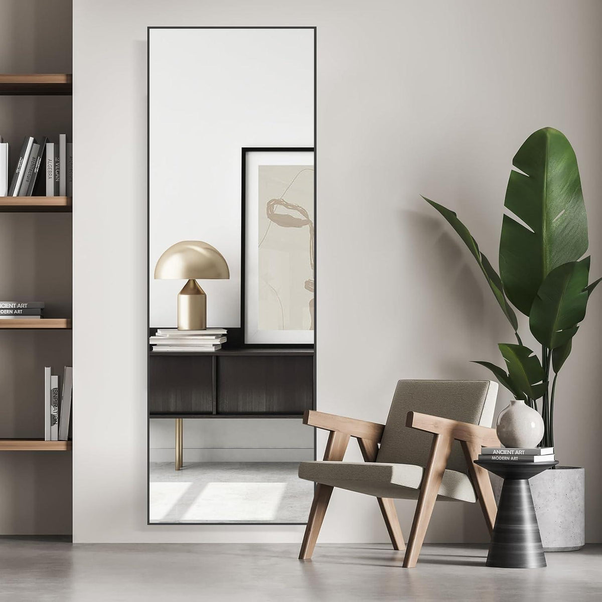 Ganzkörperspiegel Standspiegel 147x44cm Schwarz – Geschenkidee
