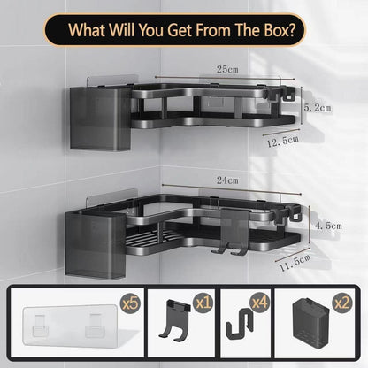 Duschablage ohne Bohren Schwarz Eckregal 5 Stück Duschregal Organizer Haken