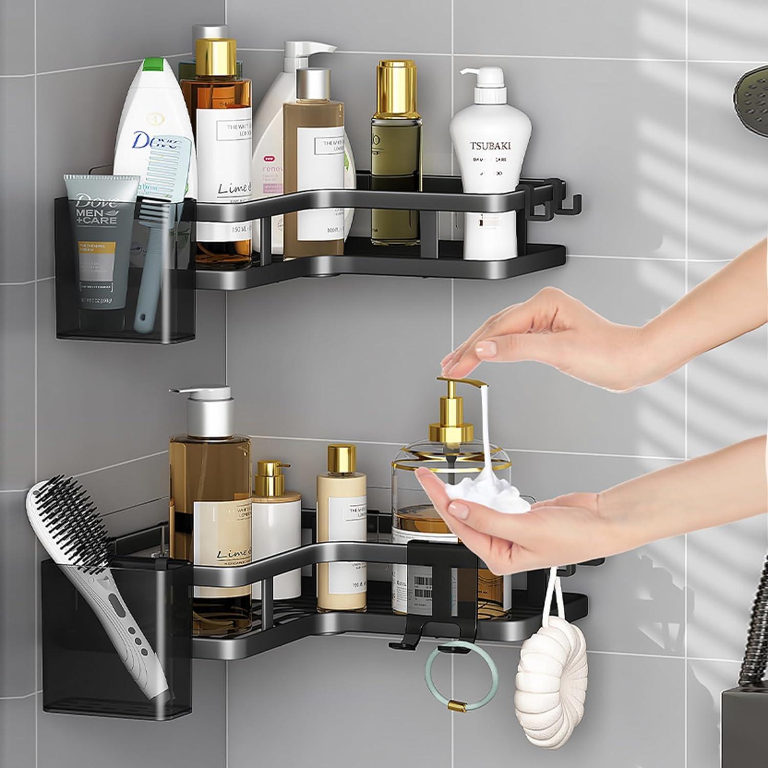 Duschablage Schwarz Ohne Bohren 5 Stück Haken Ecke Organizer