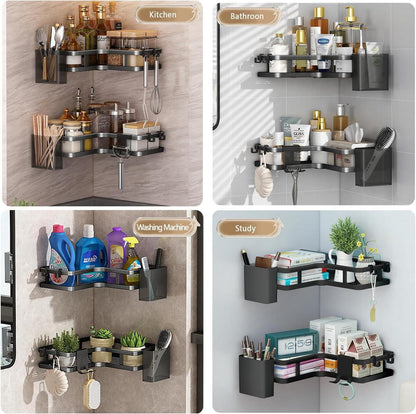 Duschablage ohne Bohren Schwarz Eckregal 5 Stück Duschregal Organizer Haken