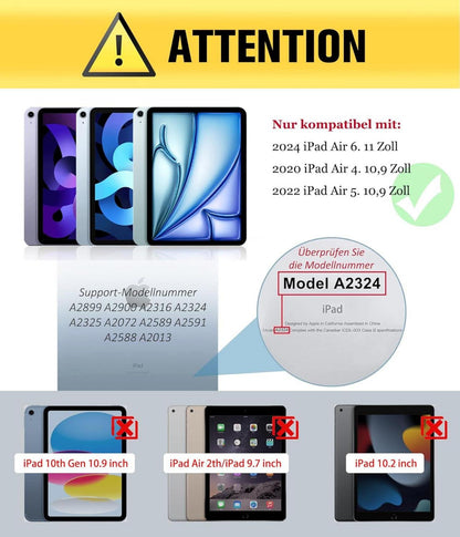 DLveer iPad Air 6. Generation 11 Zoll Hülle DenimSchwarz