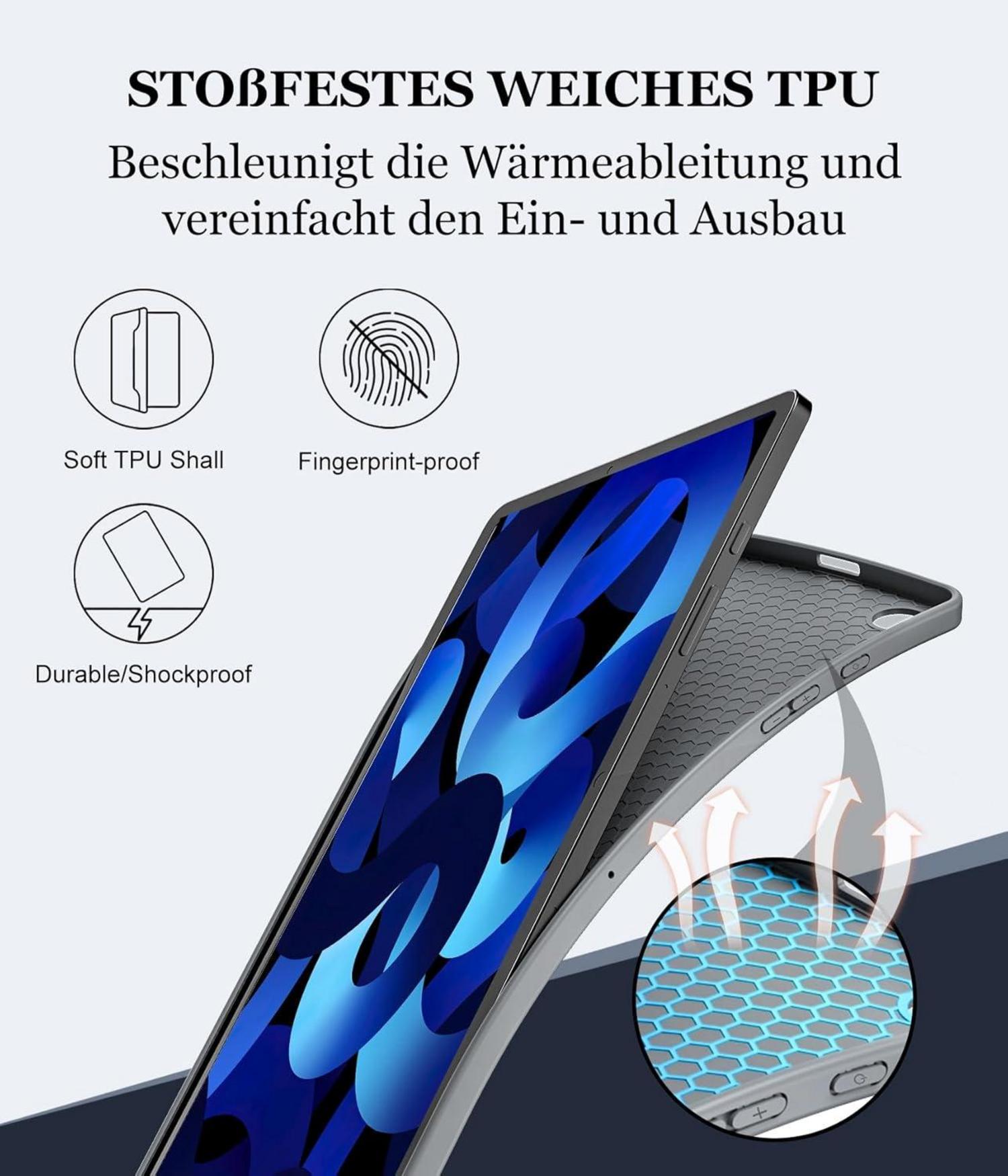 Schwarze PU Leder+TPU Hülle für iPad Air 11 Zoll Gen