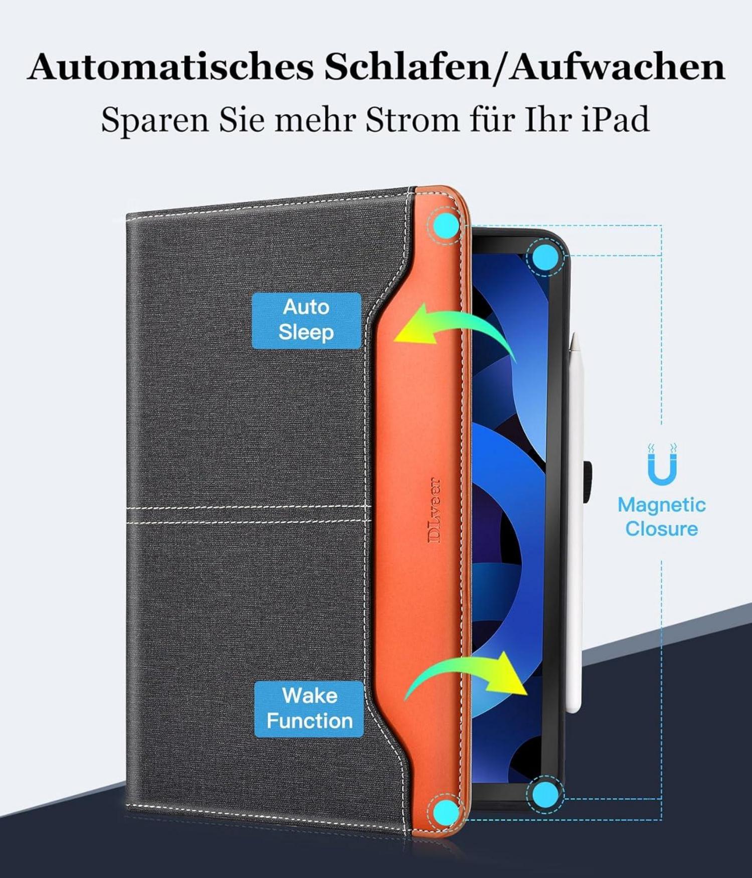 Schutzhülle für iPad Air 6. Gen 11 Zoll M2, Air 5/Air 4 10,9 Zoll Schwarz