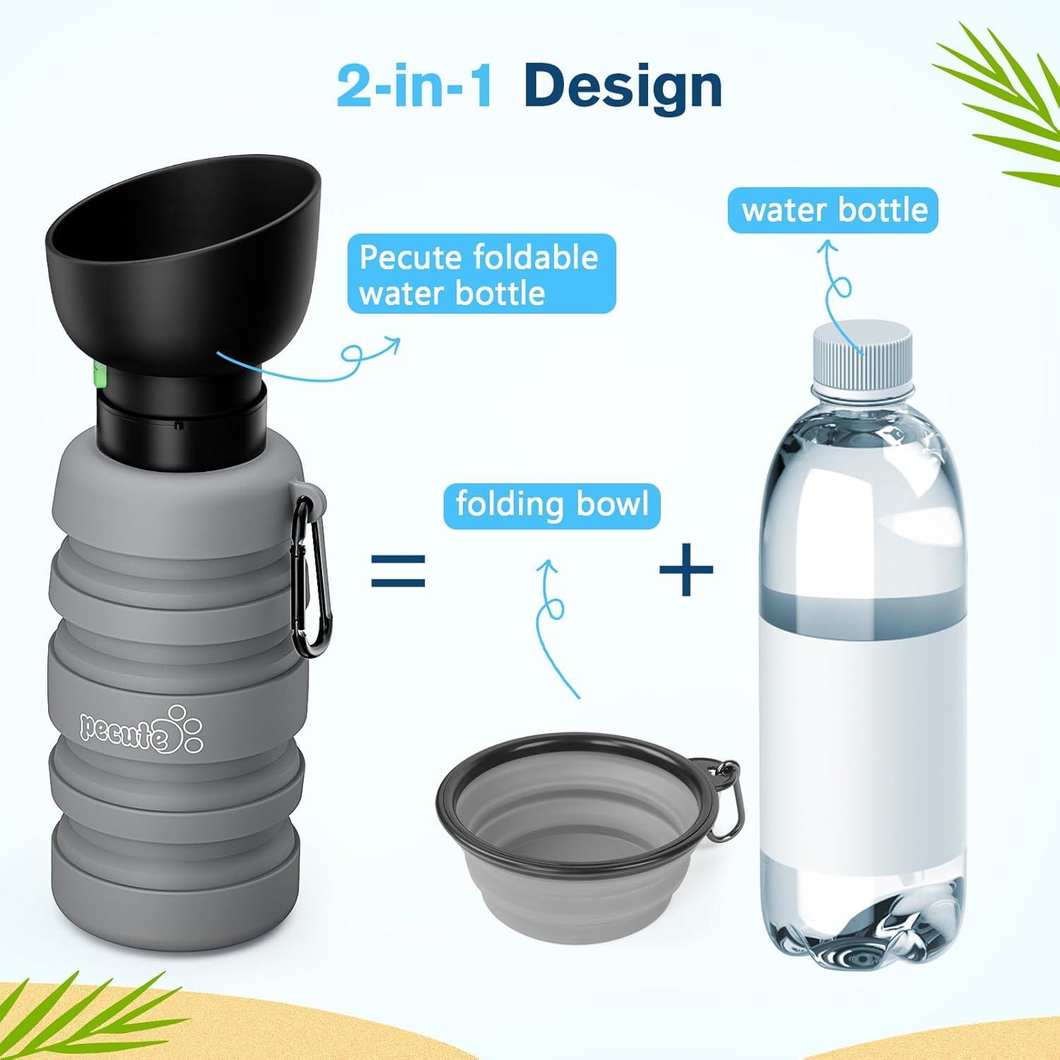 Pecute Hundewasserflasche Trinkflasche Hund Unterwegs Hydration XL Grau
