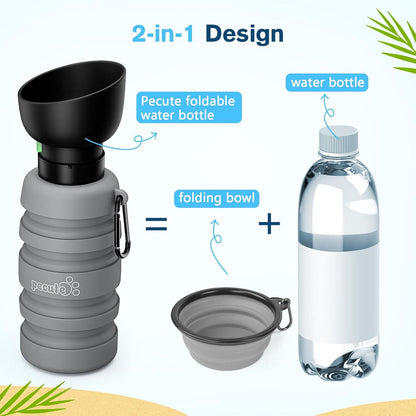 Pecute Hundewasserflasche Trinkflasche Hund Unterwegs Hydration XL Grau