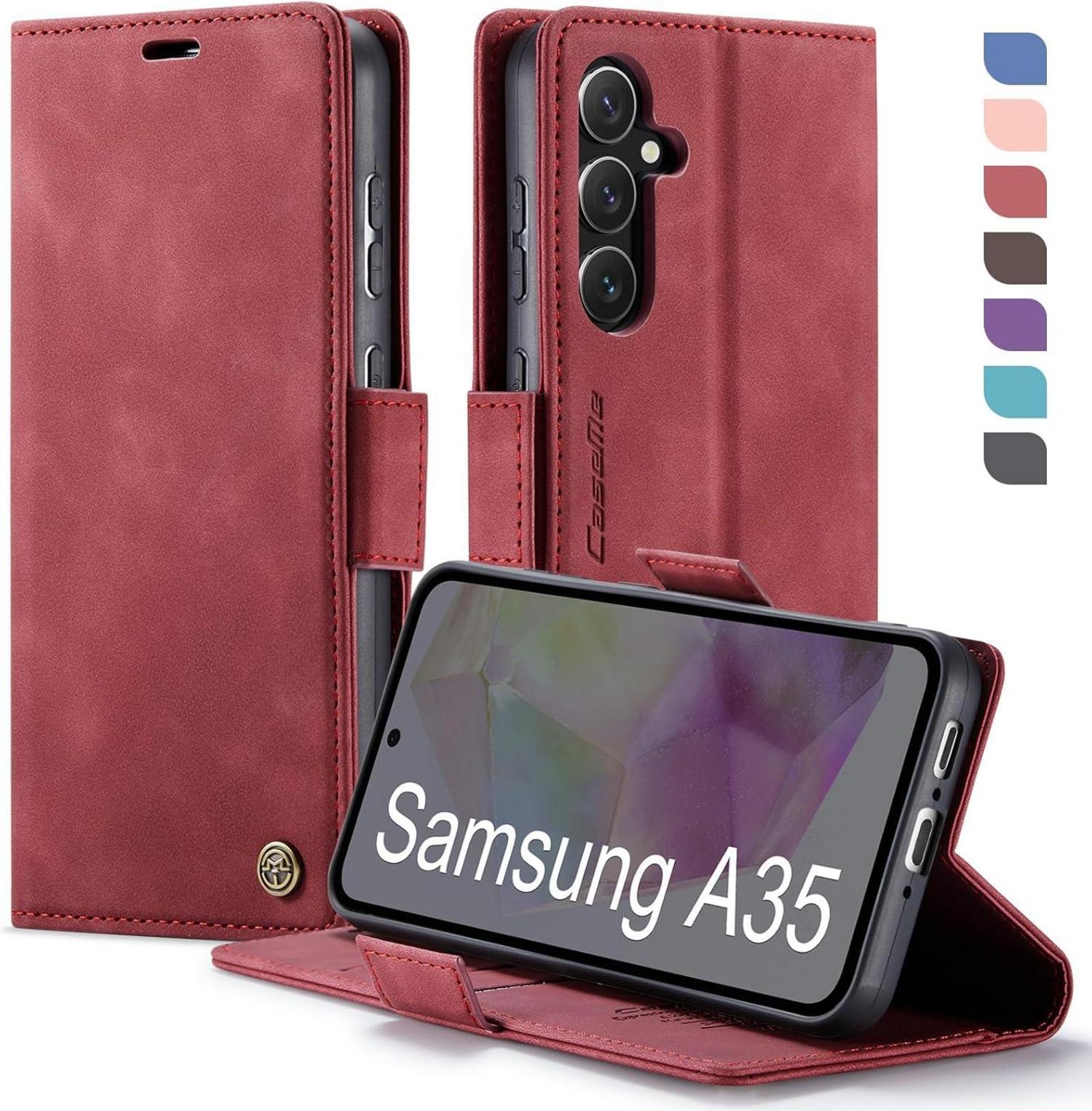 Samsung Galaxy A35 5G Klapphülle RFID Schutz Rot