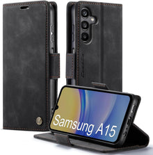 Samsung Galaxy A15 Handyhülle Klapphülle PU Leder RFID Schwarz