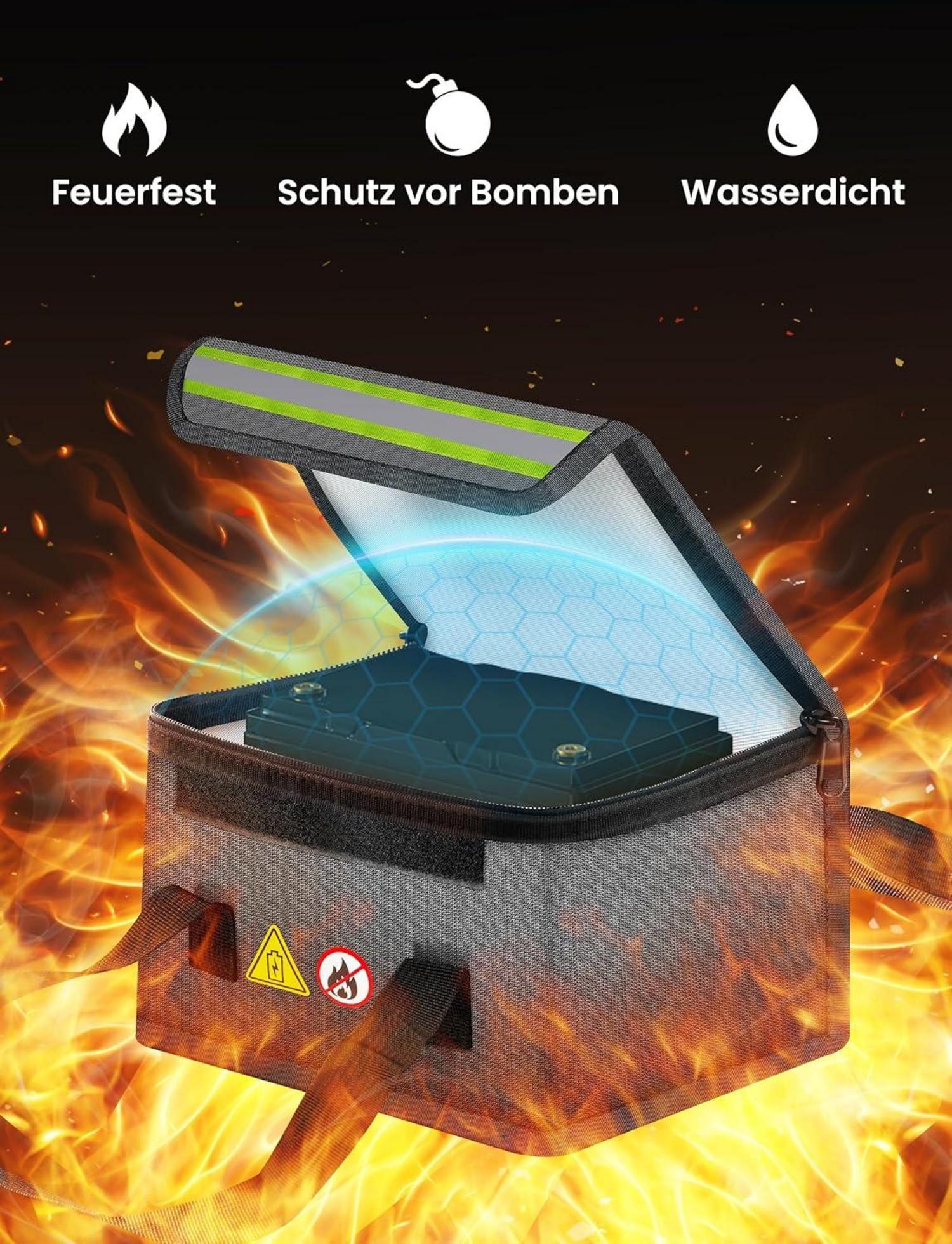 COICER Lipo Safe Bag Feuerfeste Explosionssichere Tasche mit Ladeanschluss – Reflektierend, Regen- und feuchtigkeitsbeständig