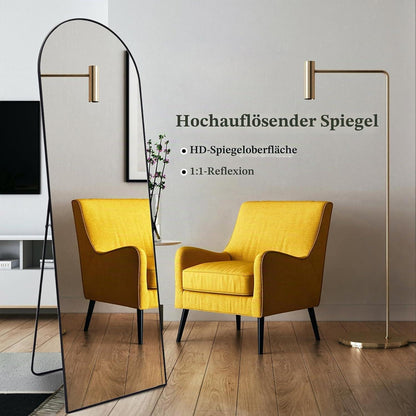 Gewölbter Ganzkörperspiegel Schwarz – Stehspiegel 161x52 cm
