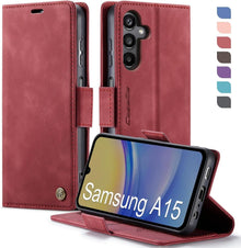 Samsung Galaxy A15 Hülle Klapphülle RFID Schutz Rot Flip Case