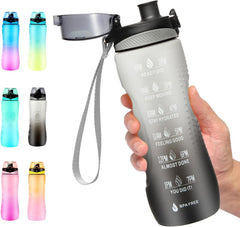 Sport Trinkflasche mit Zeitmarkierung und Motivation, BPA-frei