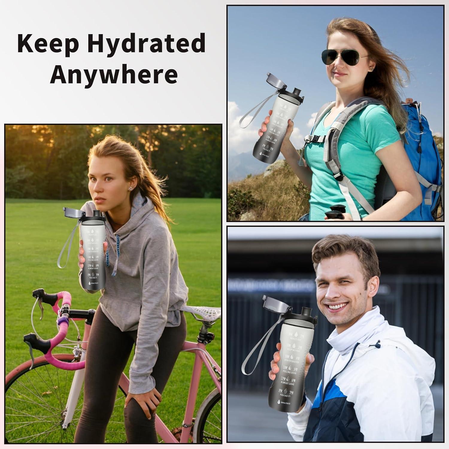 Trinkflasche mit Zeitmarkierung Sport Tritan BPA frei auslaufsicher