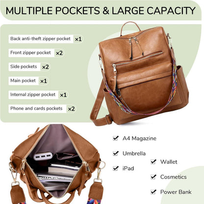 Damen-Rucksack PU-Leder wasserdicht wandelbar Mehrzweck handtasche