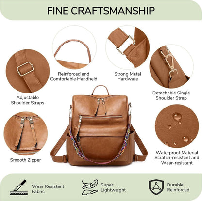 Damen-Rucksack wasserdicht diebstahlsicher PU-Leder Mehrzweck