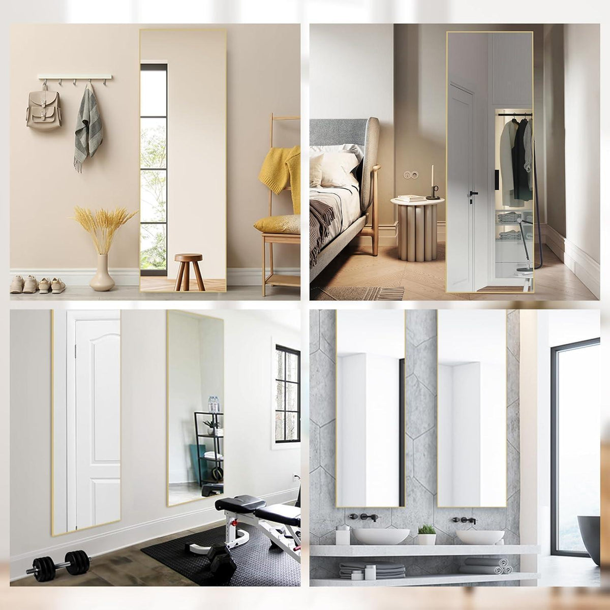 Ganzkörperspiegel Standspiegel 147x44cm Gold – Perfektes Geschenk