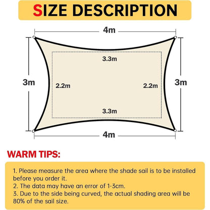 Weißes Sonnensegel Wasserdicht 3x4m mit Solar Lichterkette