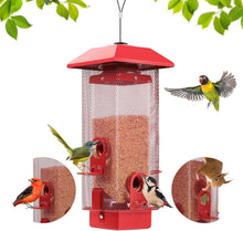 Vogelfutterspender Metall 4 Ports 32cm Höhe Rot