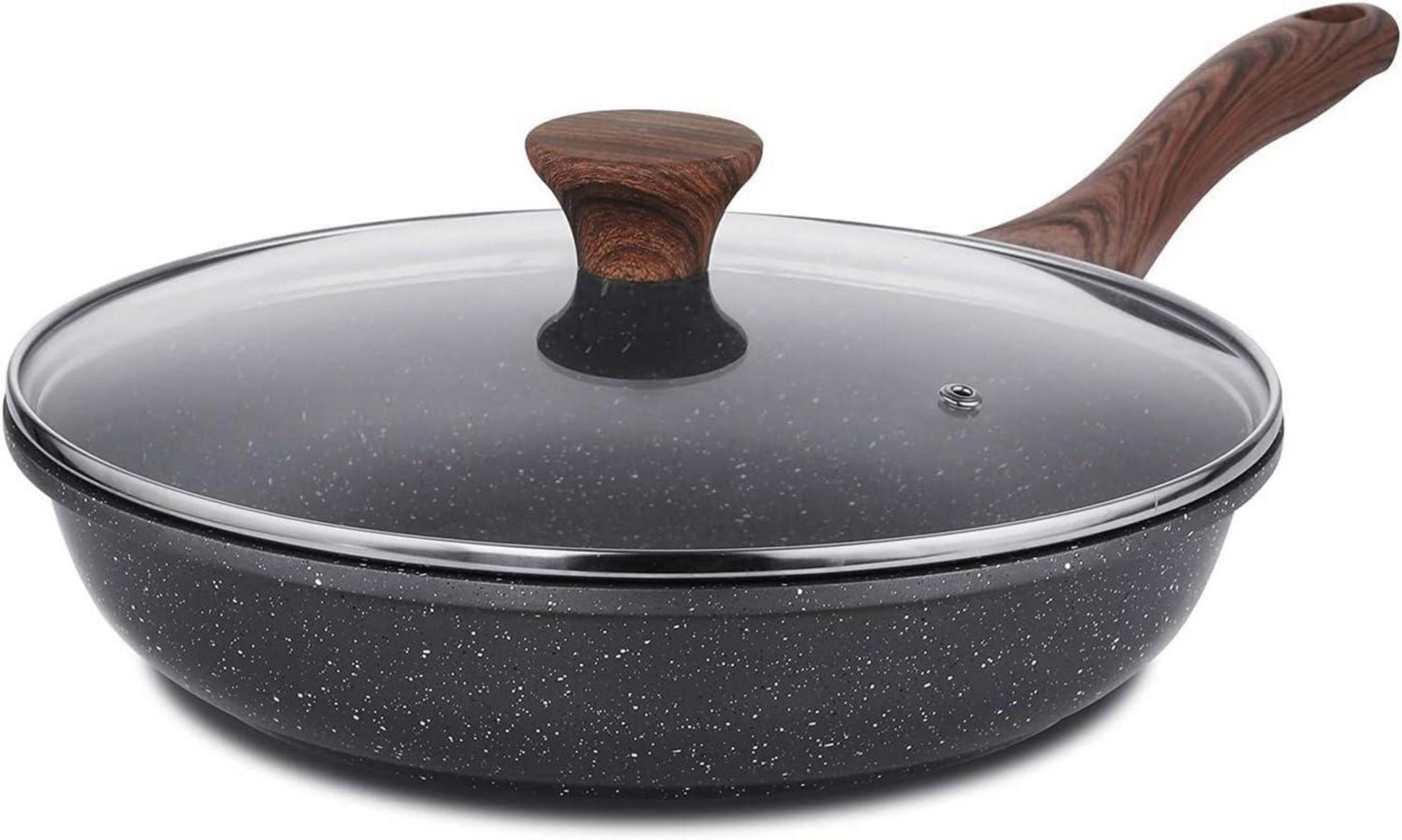 Antihaft Bratpfanne mit Deckel 28cm Granit Beschichtung geeignet für