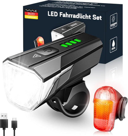 LED Fahrradlicht Set 100 LUX USB aufladbar StVZO zugelassen IPX4