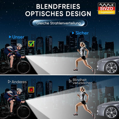 LED Fahrradlicht Set 100 LUX USB aufladbar StVZO zugelassen IPX4