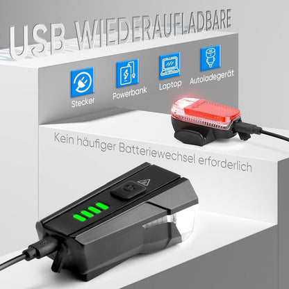 LED Fahrradlicht Set StVZO Zugelassen USB Aufladbar IPX4 Wasserdicht